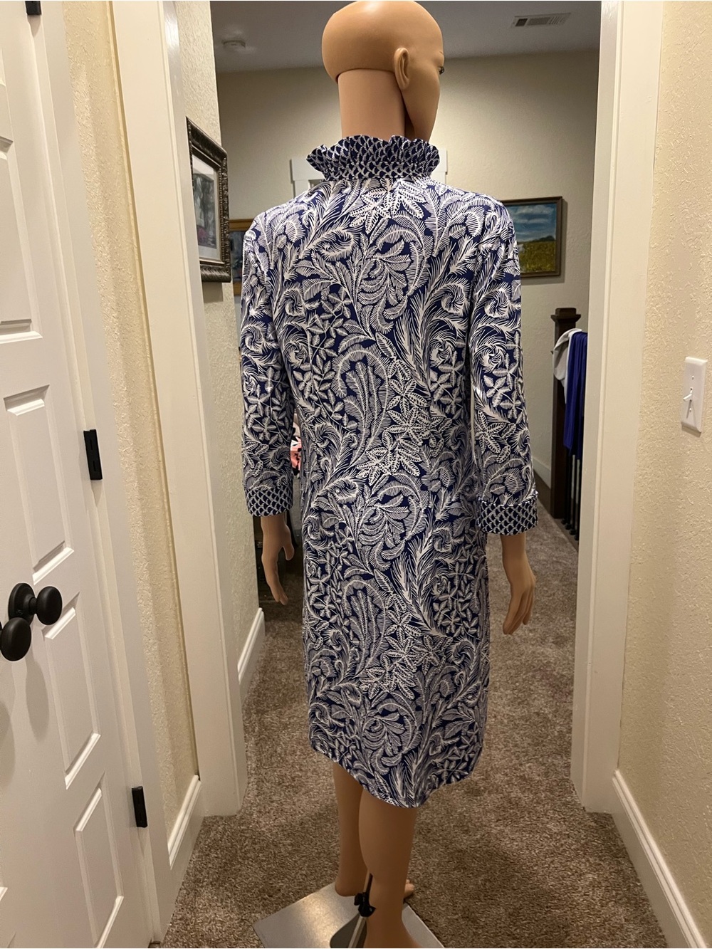 J. McLaughlin Navy & White Printed Midi Dress - Picture 4 of 7